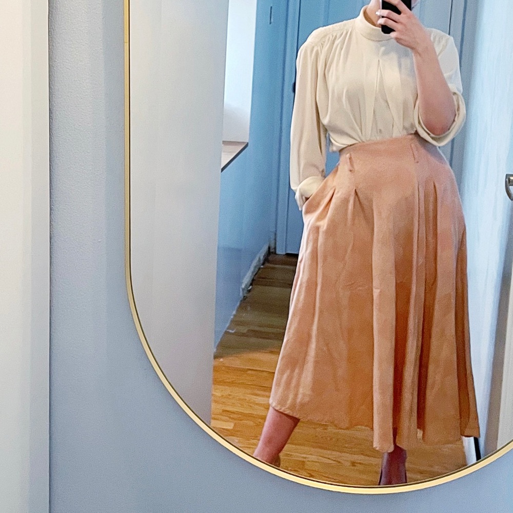 Vintage peach diamond print wool skirt